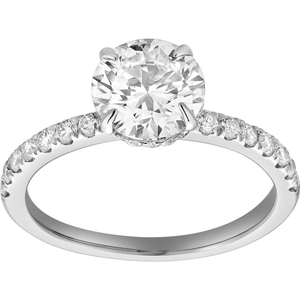 Luvmyjewelry Amore 14k Gold Round Cut Lab Grown Diamond Hidden Halo Engagement Ring In 14k White Gold