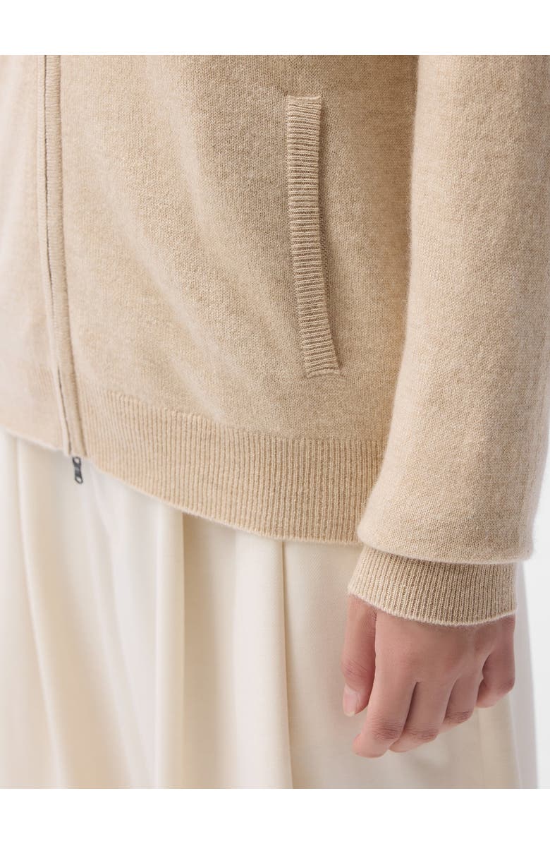 Gobi Cashmere Essential Cashmere Full-Zip Cardigan, Alternate, color, Beige