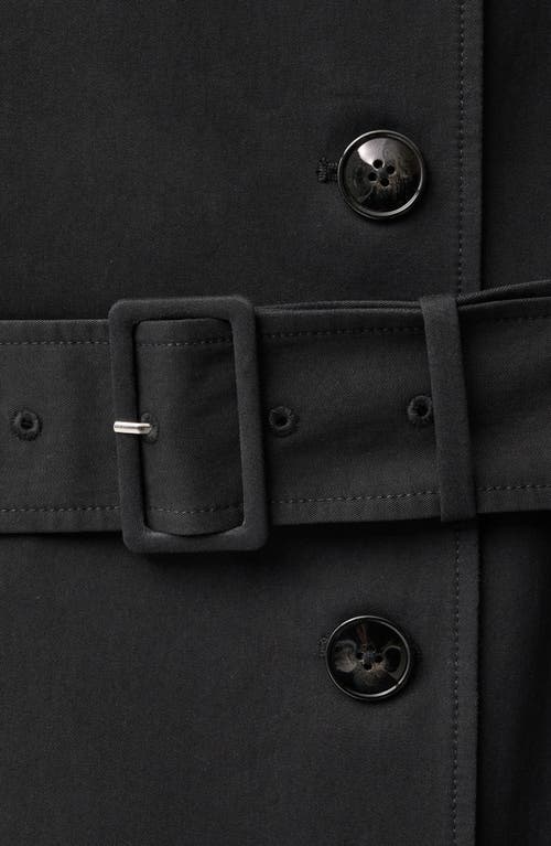 Mango Belted Double Breasted Trench Coat In Black