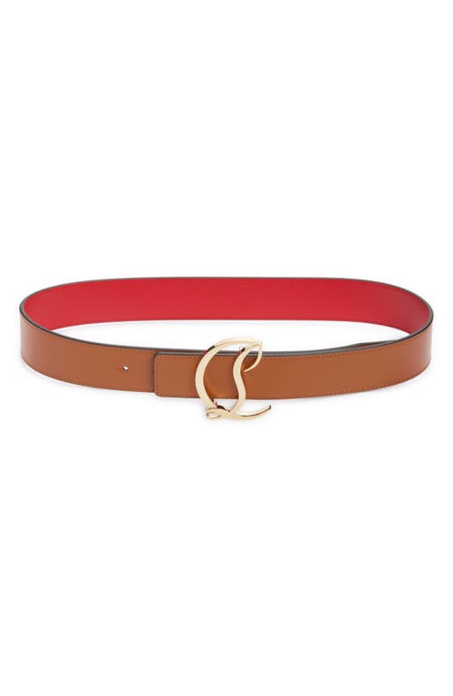 Christian Louboutin Logo Buckle Leather Belt In Brown