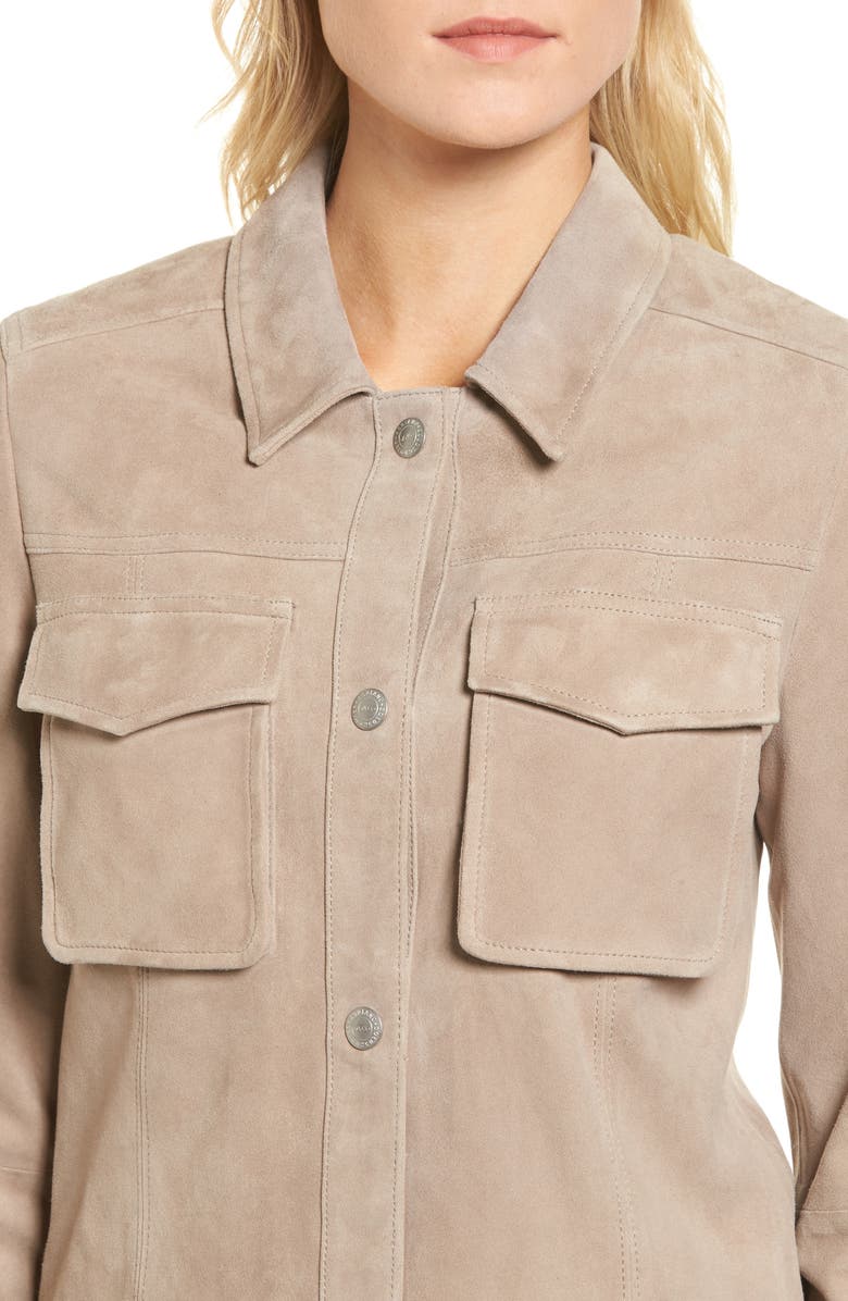 AG Ari Suede Trucker Jacket, Alternate, color,