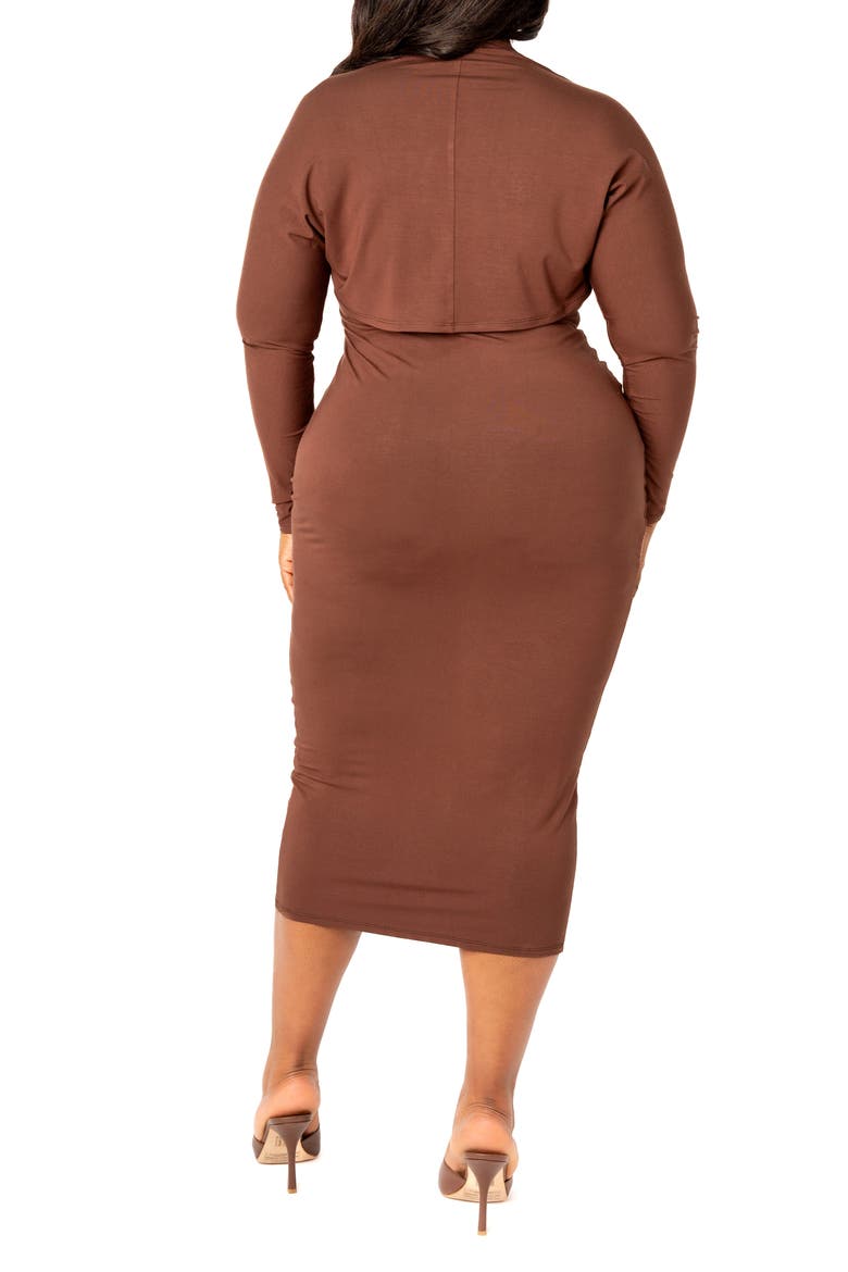 Modal Tube Dress & Shrug, Alternate, color, CHOCOLATE