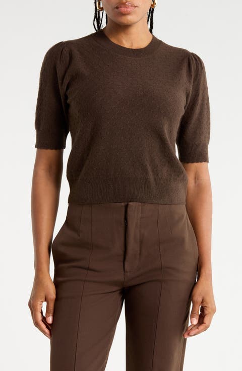 Pointelle Ruched Sweater