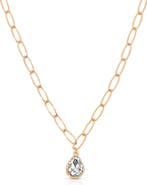 Ettika Cubic Zirconia Teardrop Paper Clip Chain Necklace