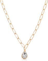Ettika Cubic Zirconia Teardrop Paper Clip Chain Necklace