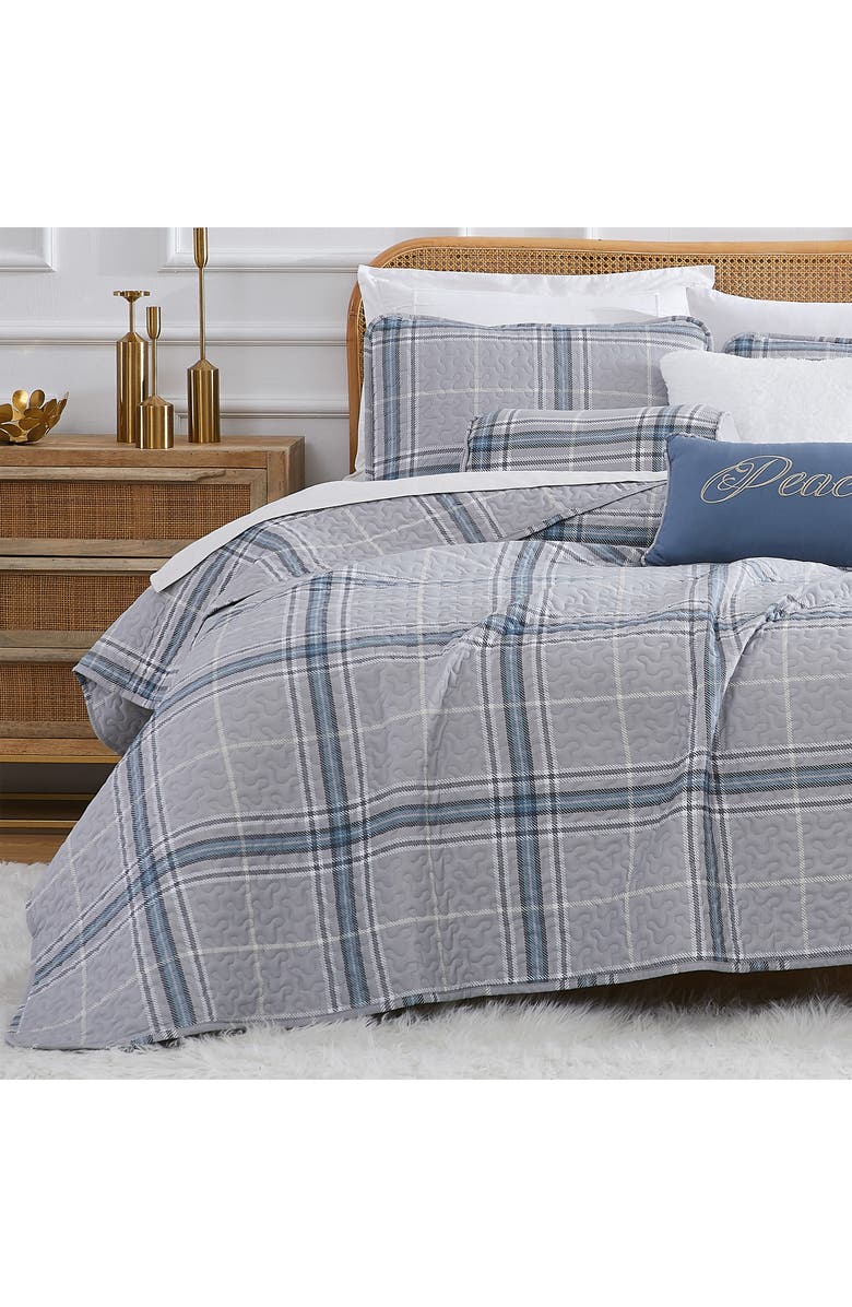SOUTHSHORE FINE LINENS Vilano Plaid Quilt Bedding Set, Main, color, Grey
