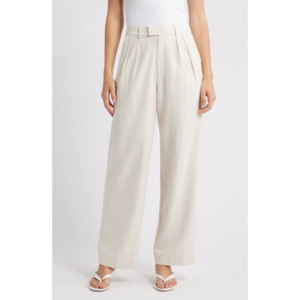 Wayf Naomi Linen Blend Straight Leg Pants In White