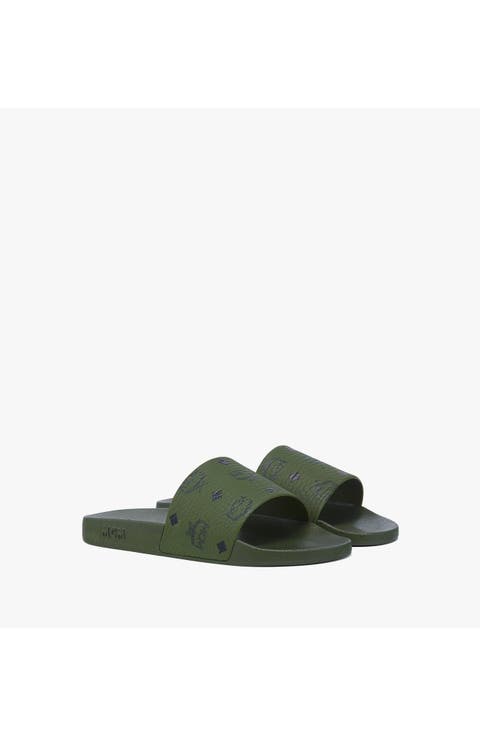 Women's Monogram Print Rubber Slides