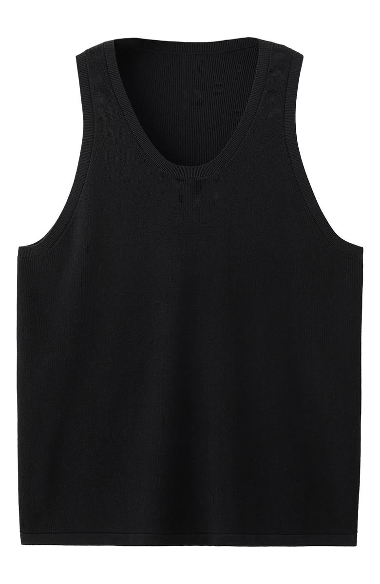 MANGO Slim Fit Cotton Rib Tank, Alternate, color, Black