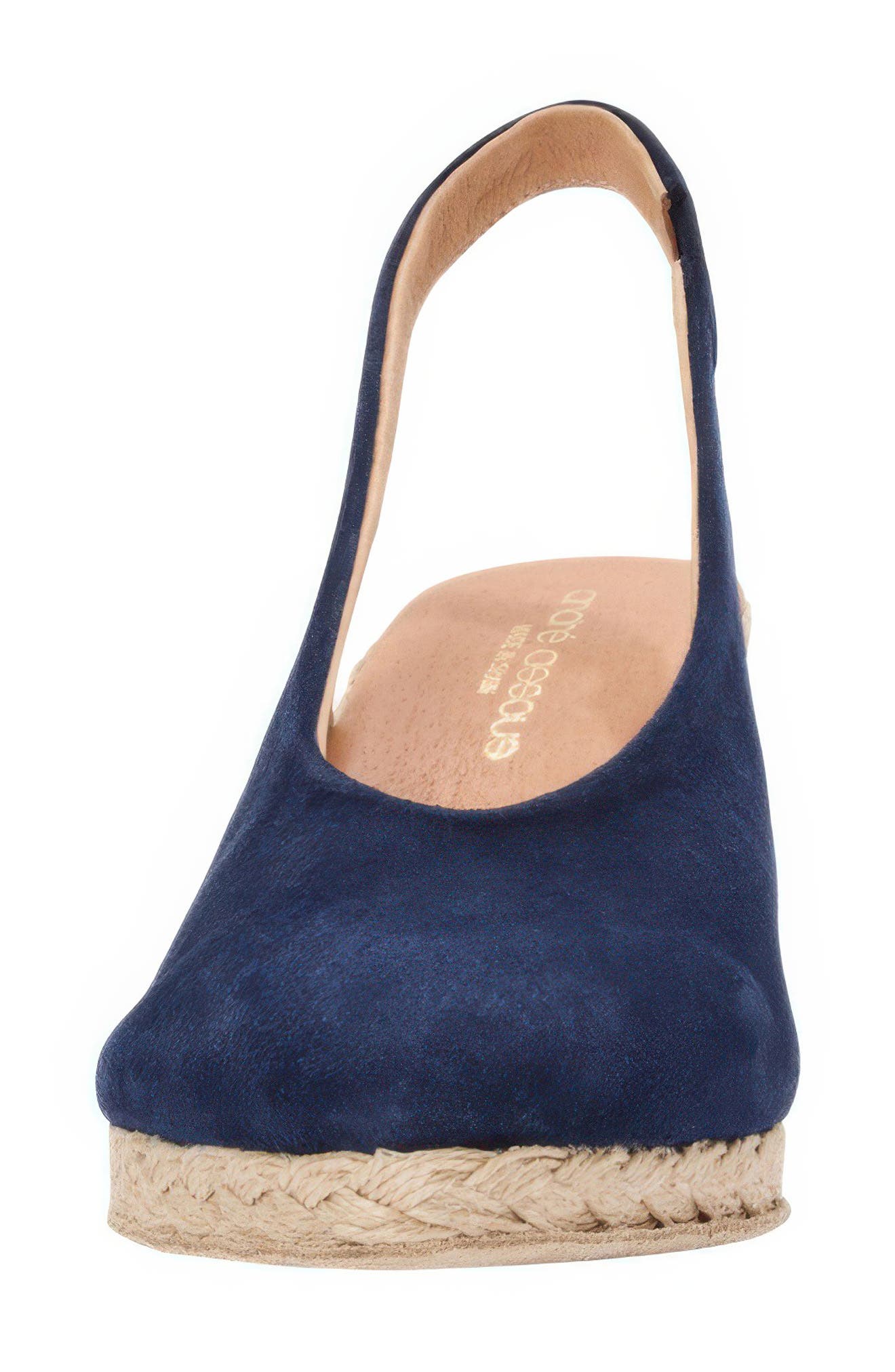 André Assous Pamala Slingback Wedge Pump, Alternate, color, Navy Suede