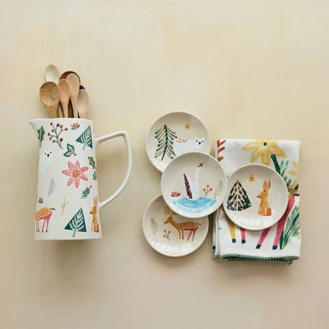 Stoneware Botanical Pitcher