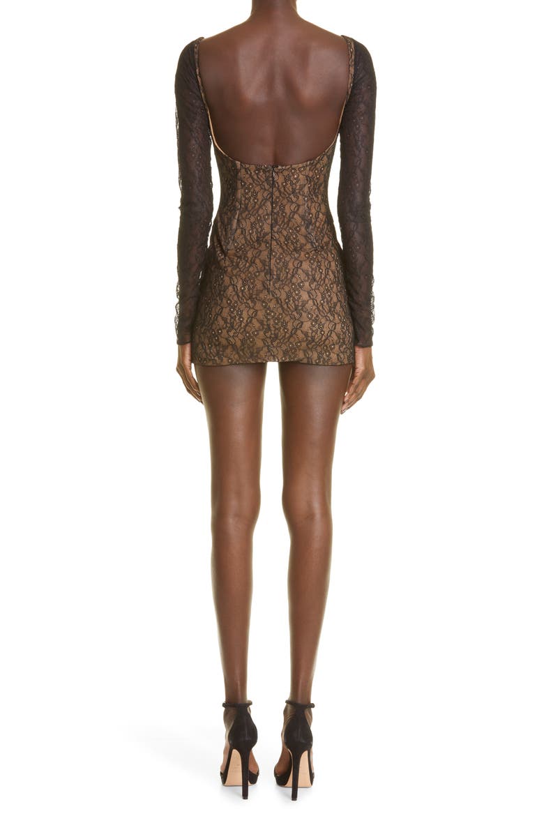 Long Sleeve Lace Dress, Alternate, color, BLACK
