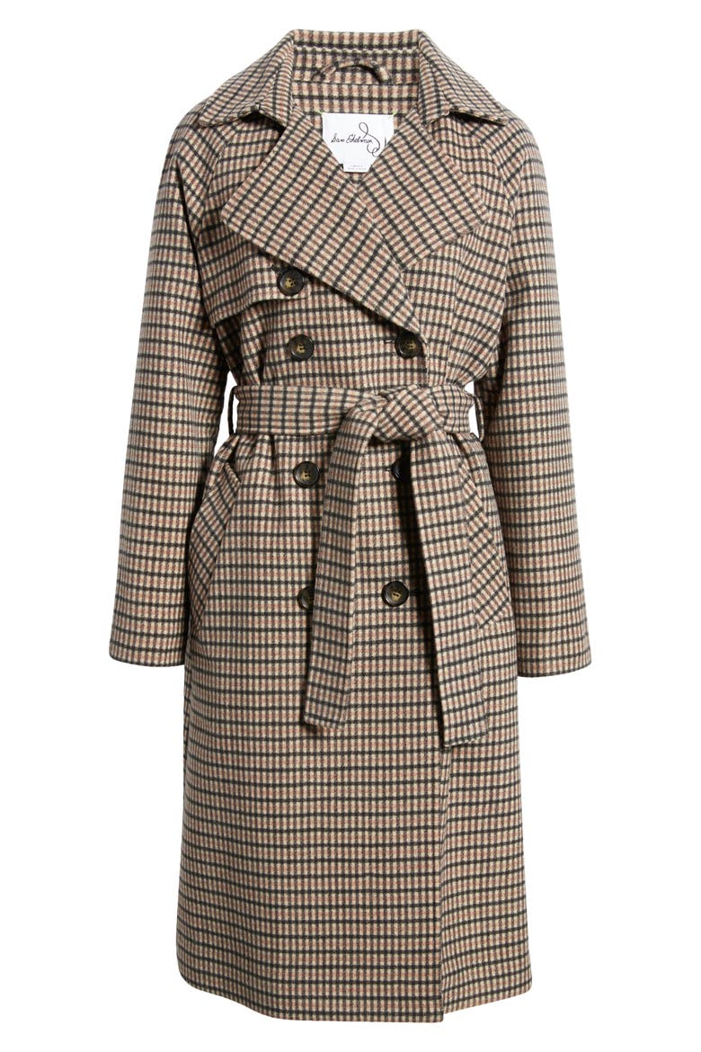 Plaid Wool Blend Trench Coat, Alternate, color, TAN