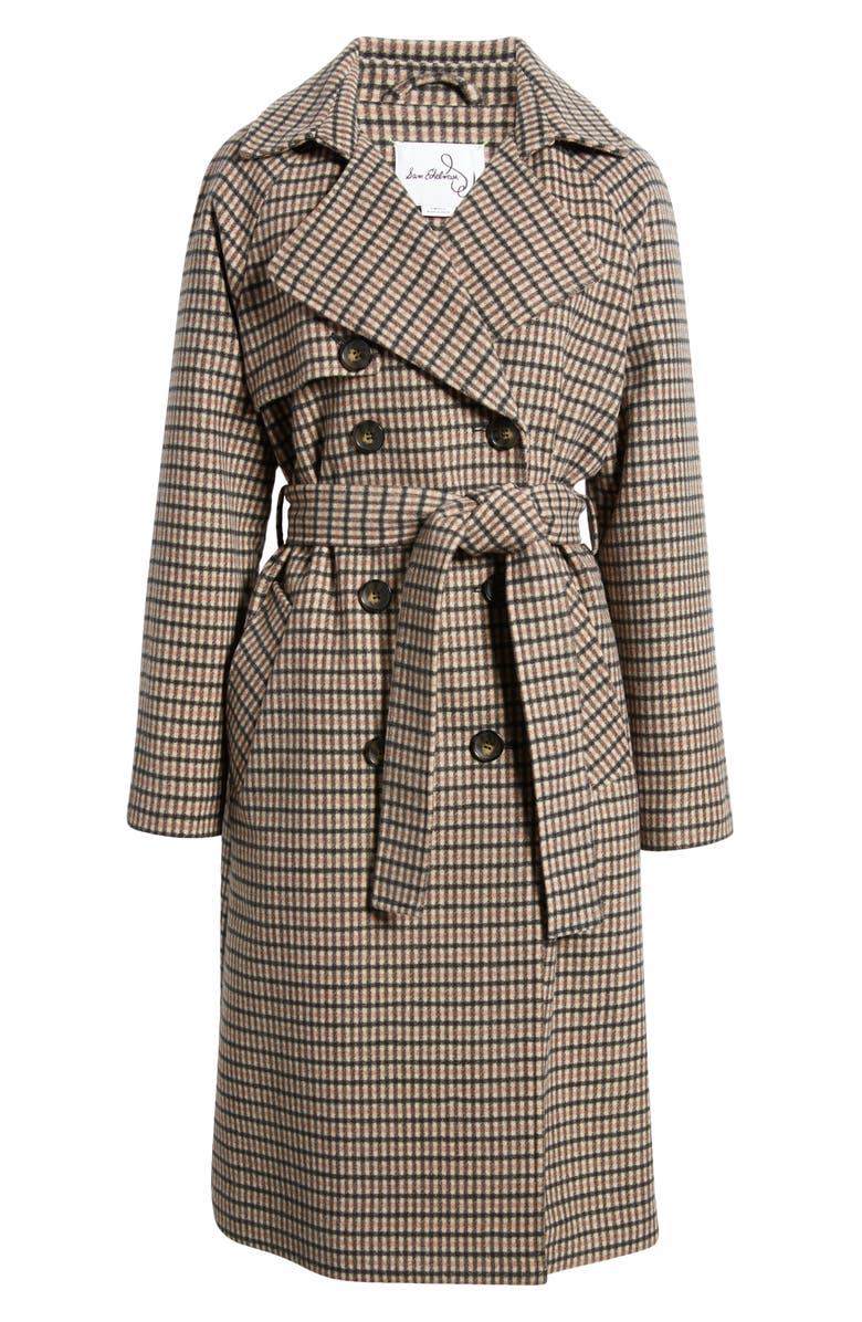 Sam Edelman Plaid Wool Blend Trench Coat, Alternate, color,