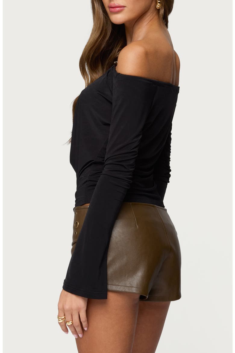 Kezya Drape Off the Shoulder Top, Alternate, color, BLACK