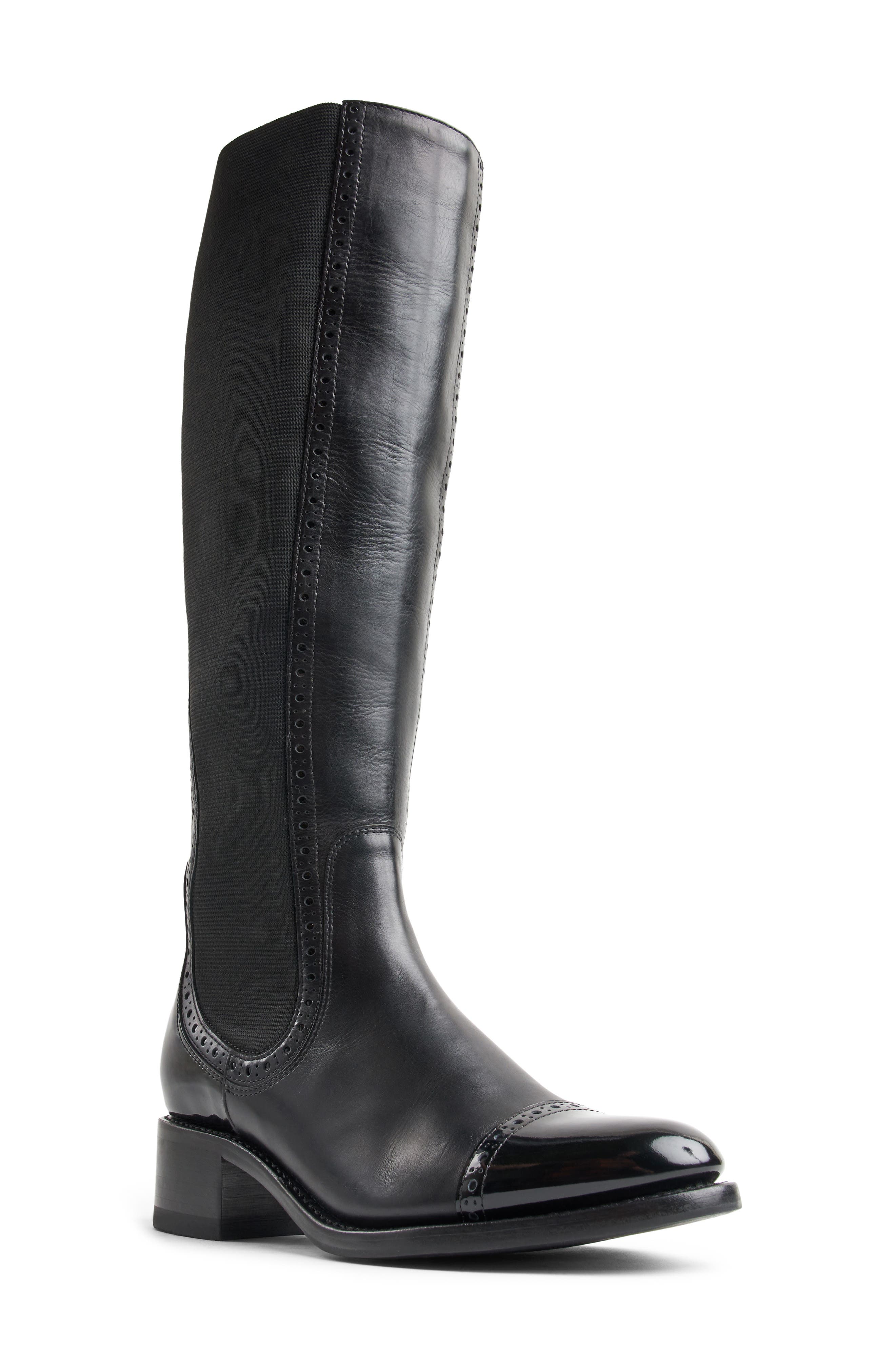 The Office of Angela Scott Ms. Brigitte Leather Boot, Main, color, Black