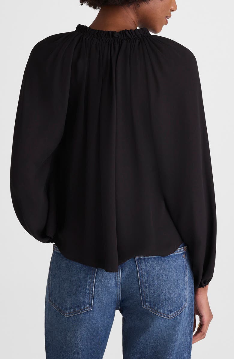 Madewell Long-Sleeve Tie-Neck Top, Alternate, color, Jet Black