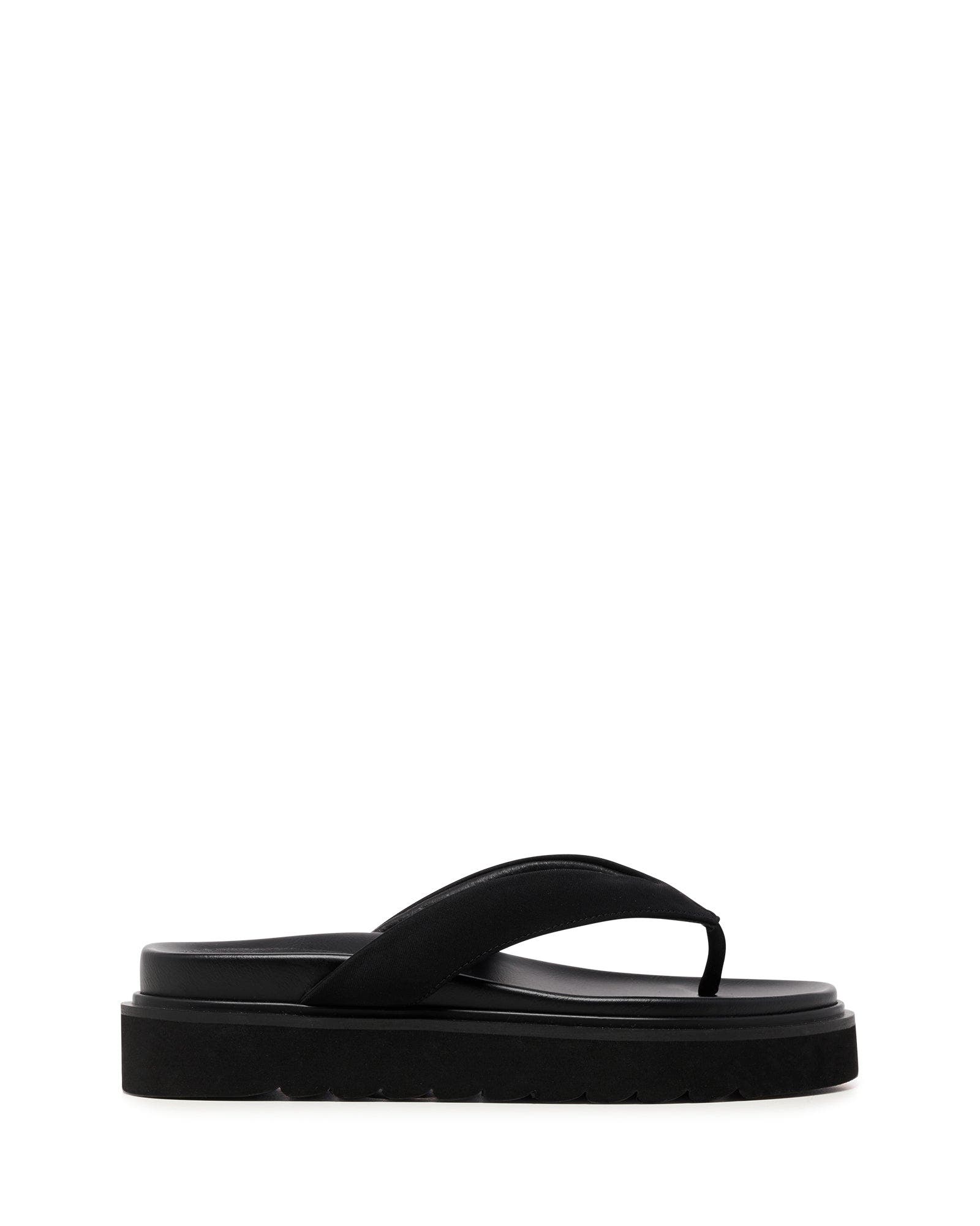Vacay Round Toe Sandal, Alternate, color, Black Lycra