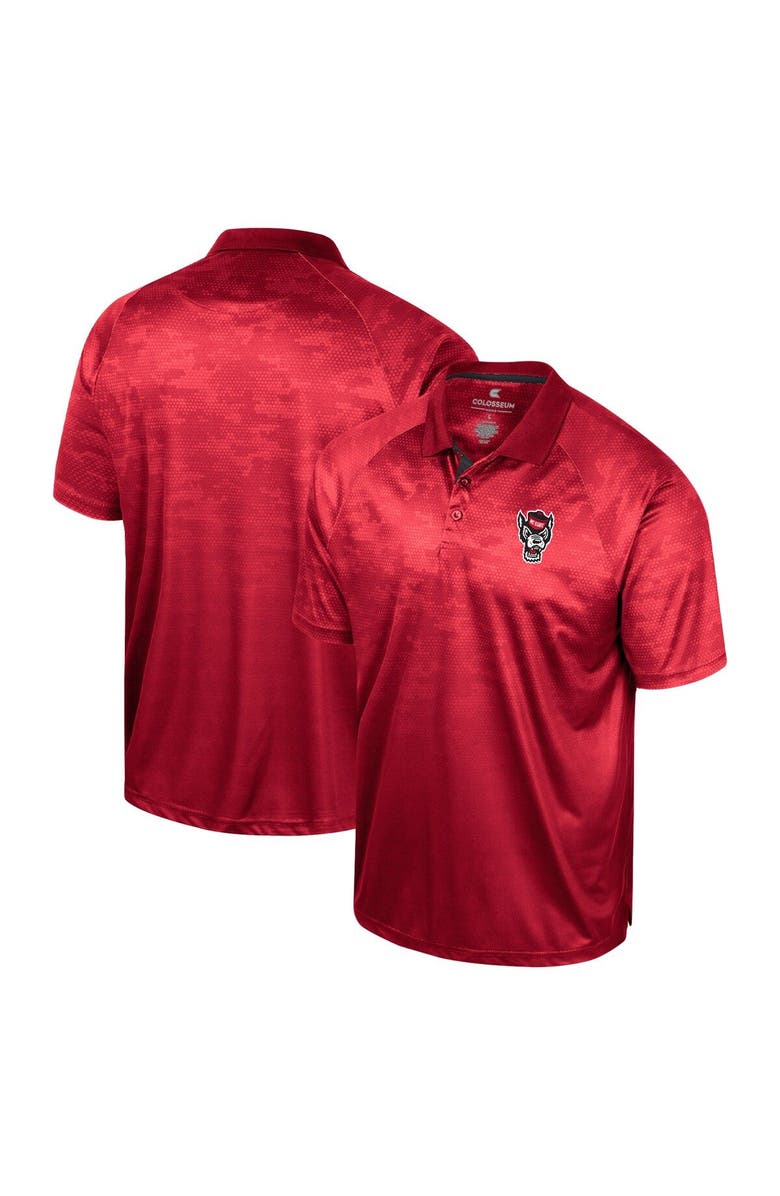 COLOSSEUM Men's Colosseum Red NC State Wolfpack Honeycomb Raglan Polo, Alternate, color, 