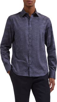 Bugatchi Axel Shaped Fit Geo Floral Stretch Cotton Button-Up Shirt