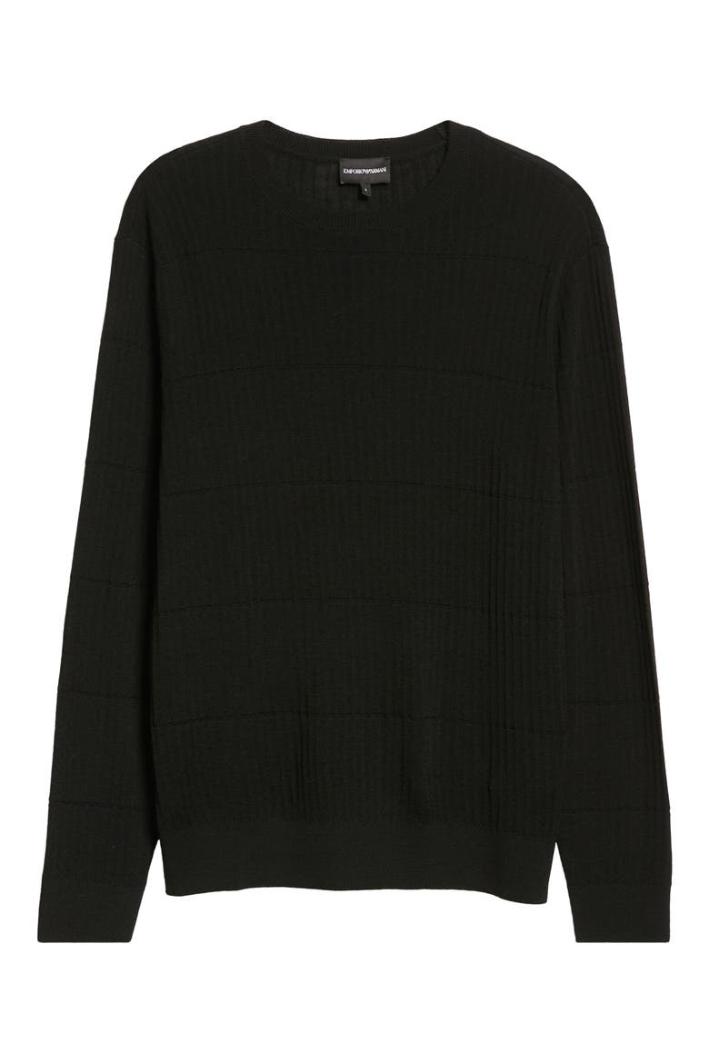 Virgin Wool Rib Sweater, Alternate, color, BLACK