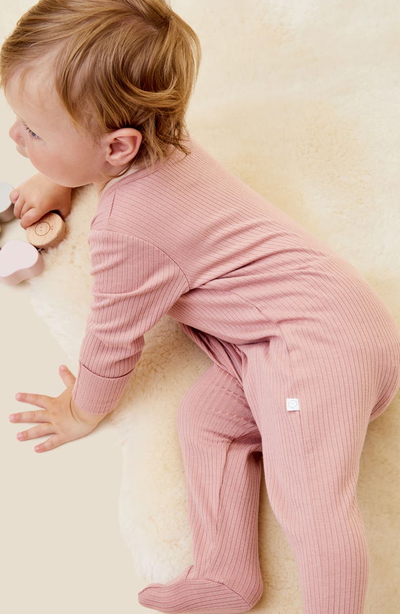 MORI Ribbed Two Way Zip-Up Sleepsuit, Alternate, color, Rose