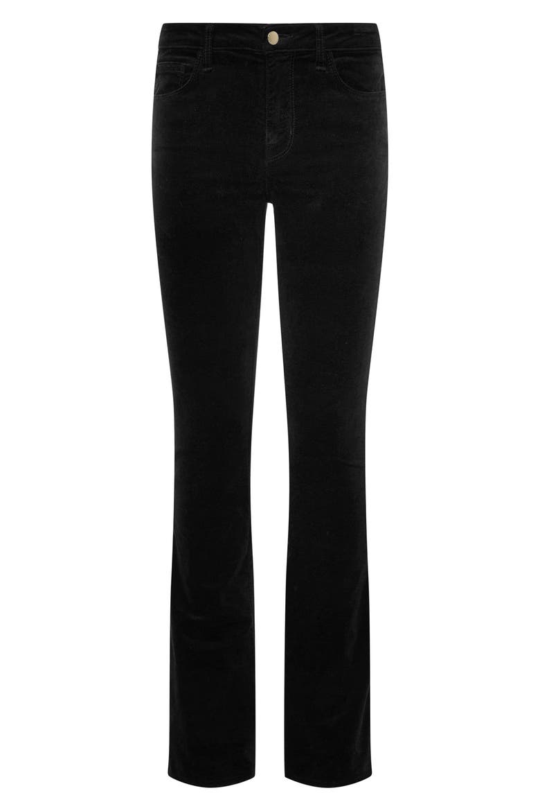 Stevie High Waist Straight Leg Velvet Pants, Alternate, color, NOIR