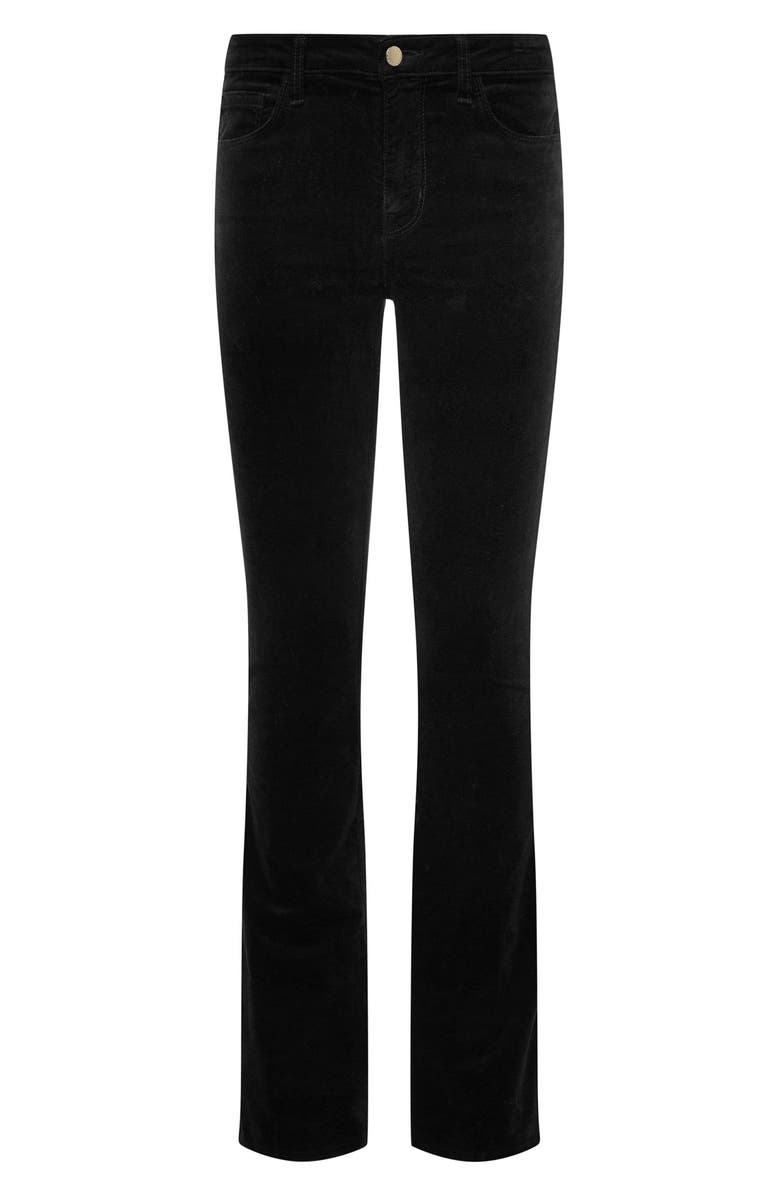 L'AGENCE Stevie High Waist Straight Leg Velvet Pants, Alternate, color, Noir