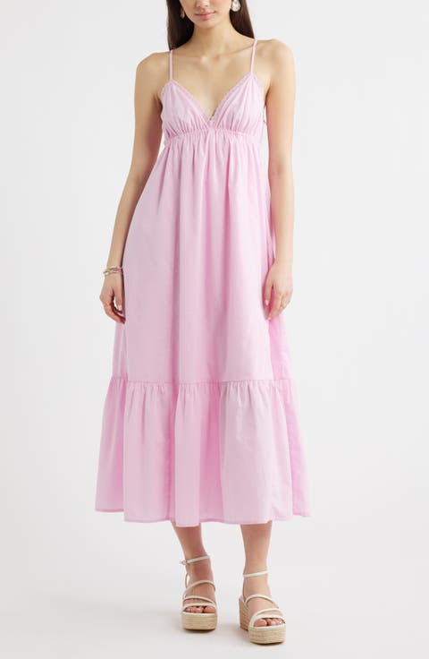 Ruffle Hem Cotton Maxi Dress