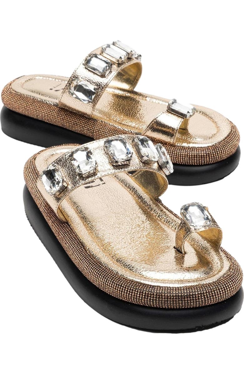 Prologue Shoes Evans Jeweled Platform Sandal, Alternate, color, Gold Faux Leather