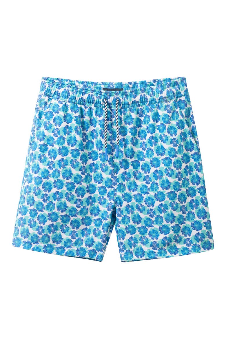 Kids' Floral Print Volley Swim Shorts, Main, color, BLUE FLORAL