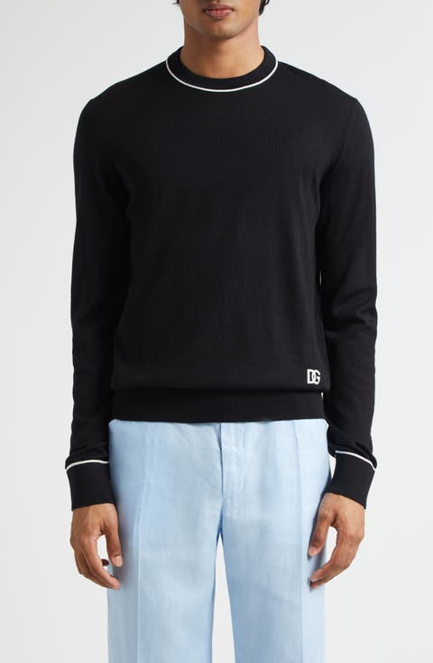 Tipped Virgin Wool Crewneck Sweater