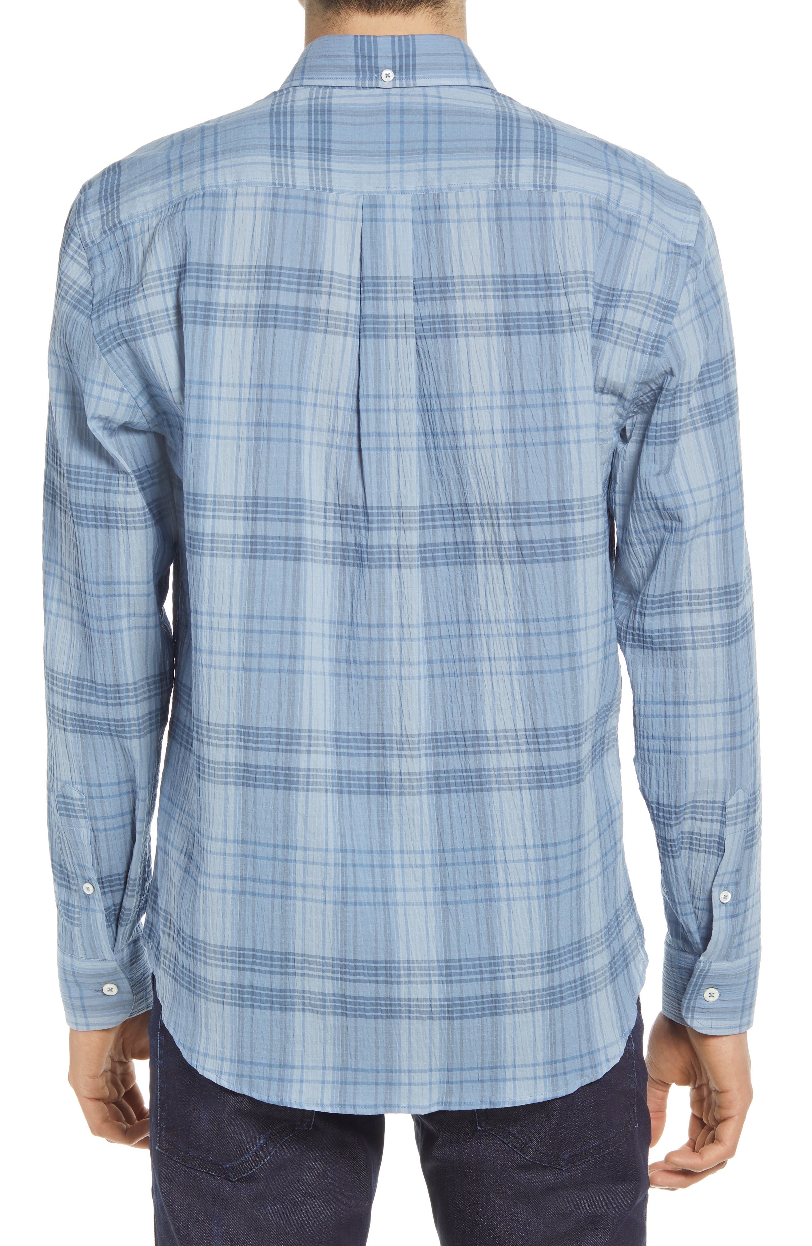 Billy Reid Offset Pocket Check Button-Down Shirt (Men) | Nordstrom