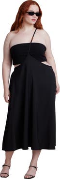 ELOQUII Bead Detail Strap Midi Skirt