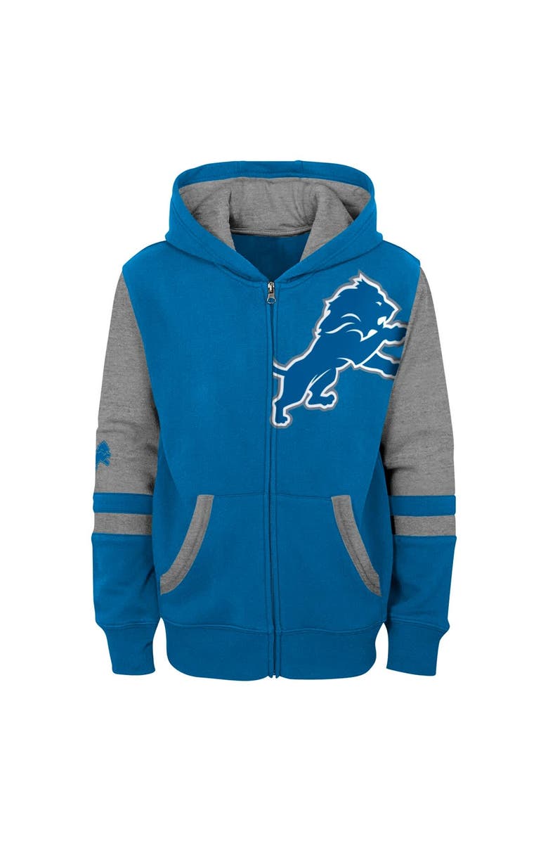 Outerstuff Youth Blue Detroit Lions Stadium Color-Block Full-Zip Hoodie, Alternate, color, 
