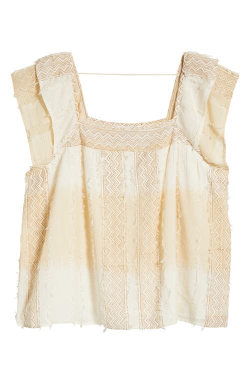 Liverpool Los Angeles Petite Cotton Frayed Square-neck Top In Neutral