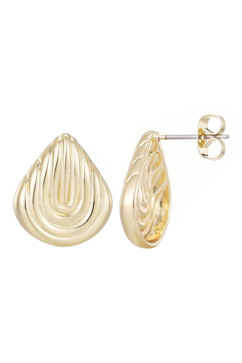 Deco Pear Stud Earrings, Alternate, color, GOLD