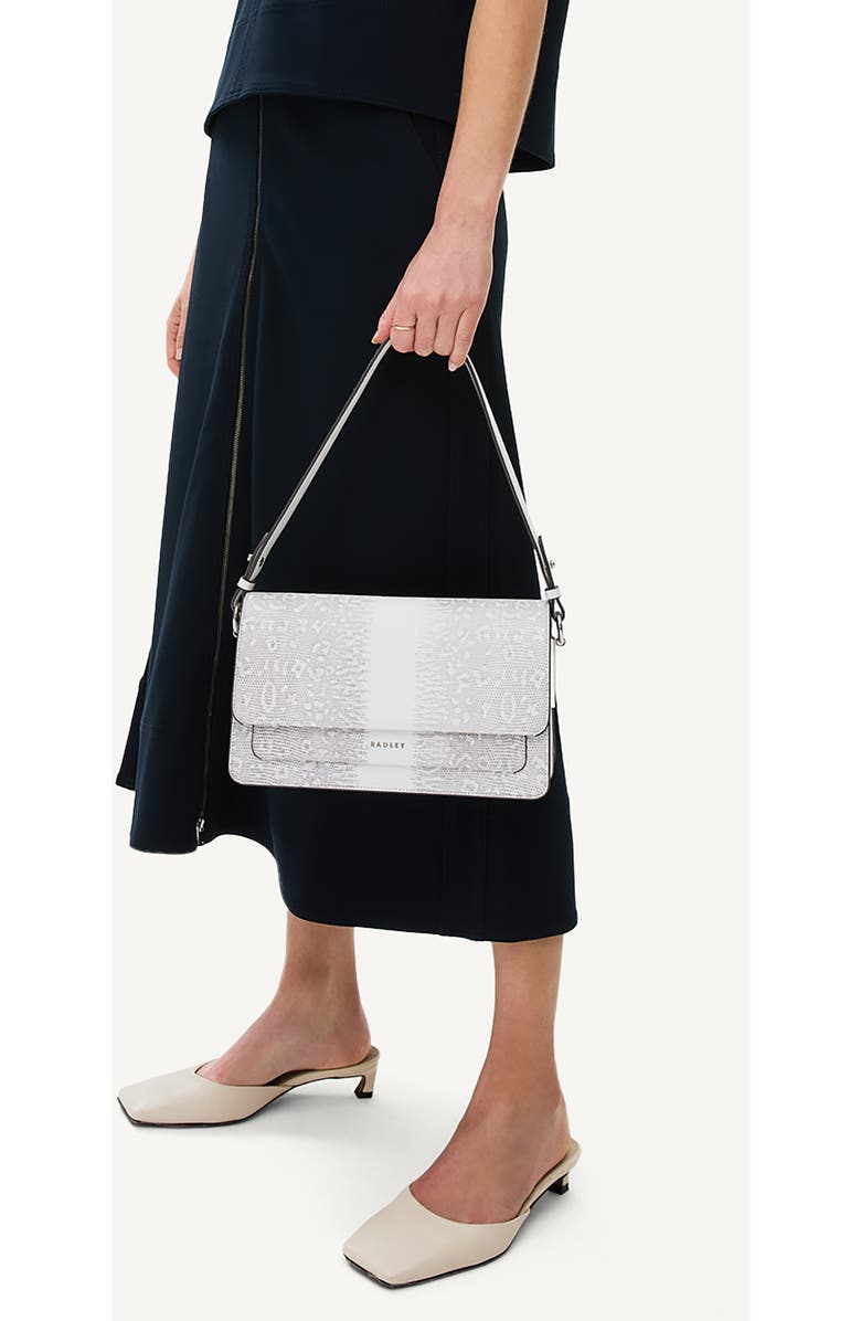Radley Medium Lizard Embossed Leather Shoulder Bag, Alternate, color, Bright White