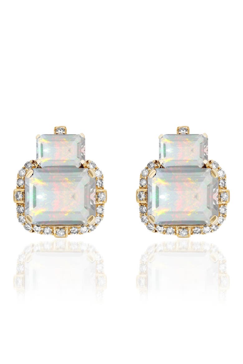 Gossip 18k Gold Opal & Diamond Stud Earrings, Main, color, 18K YELLOW GOLD/ OPAL