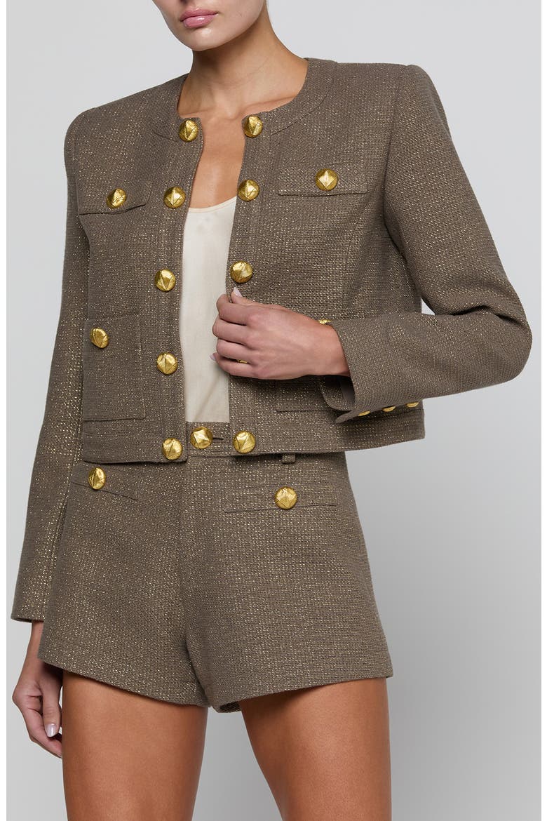 Kahlia Collarless Jacket, Main, color, MOTA/ LIGHT GOLD