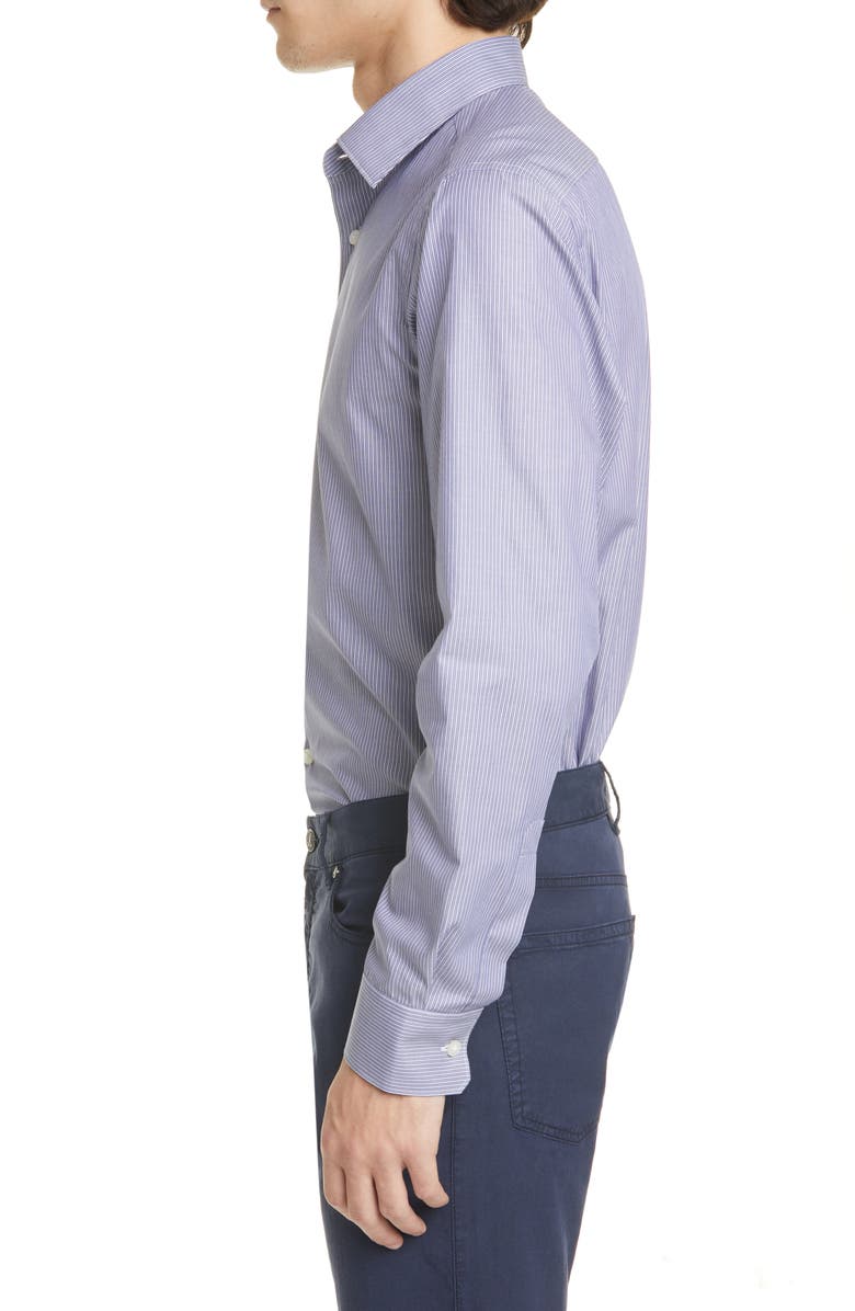 Z Zegna Extra Slim Fit Stripe Stretch Button-Up Shirt, Alternate, color,