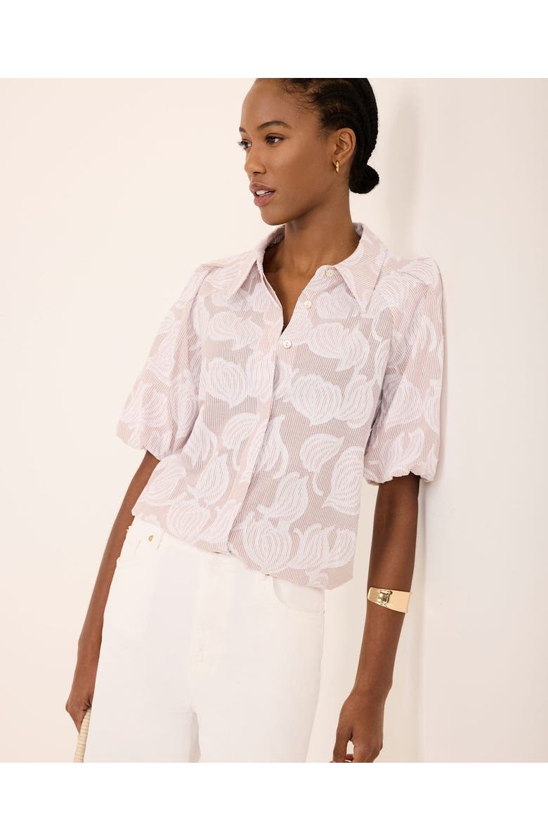 MINT VELVET Cotton Jacquard Shirt, Alternate, color, Neutral
