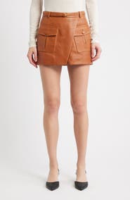FRAME The Leather Cargo Miniskirt