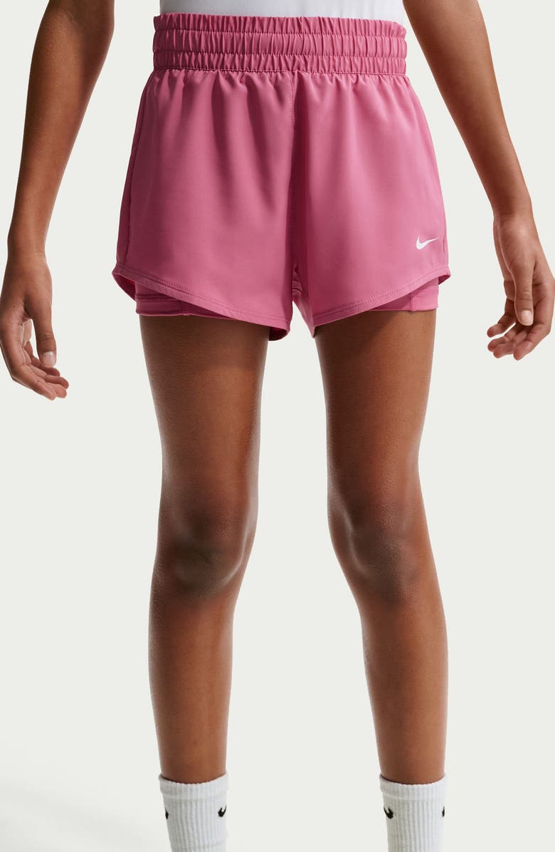 Nike Kids' Dri-FIT 2-in-1 Athletic Shorts, Alternate, color, Peony/ White