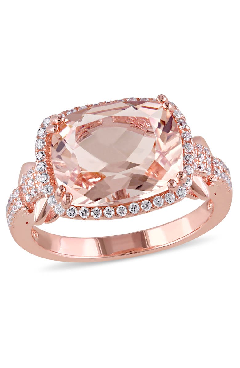 Julianna B. Morganite & Cubic Zirconia Halo Ring, Main, color, Simulated Morganite
