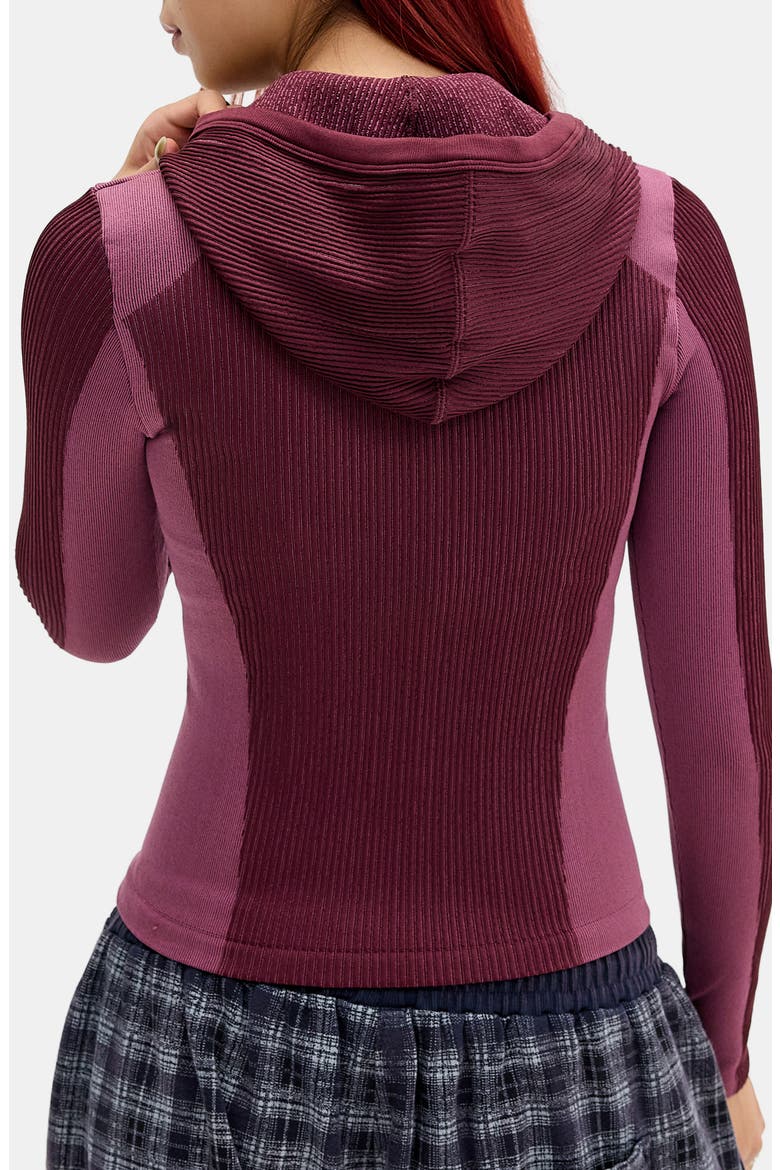 Hooded Knit Track Top, Alternate, color, BURGUNDY