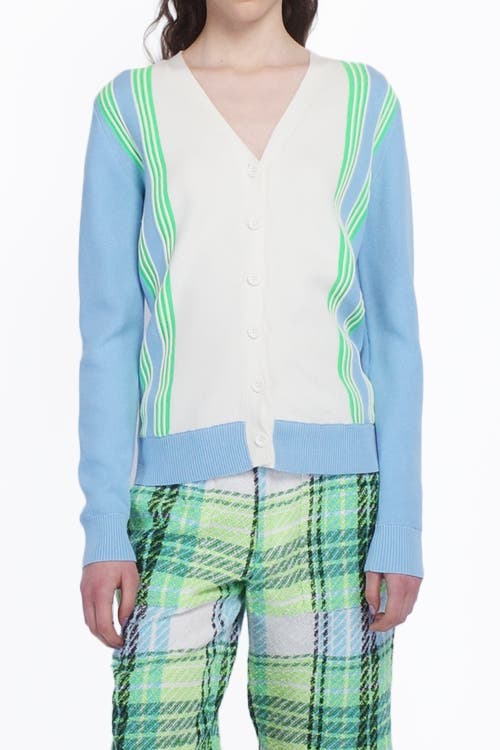 Anna Sui Amalfi Knits Cardigan In Baby Blue Multi