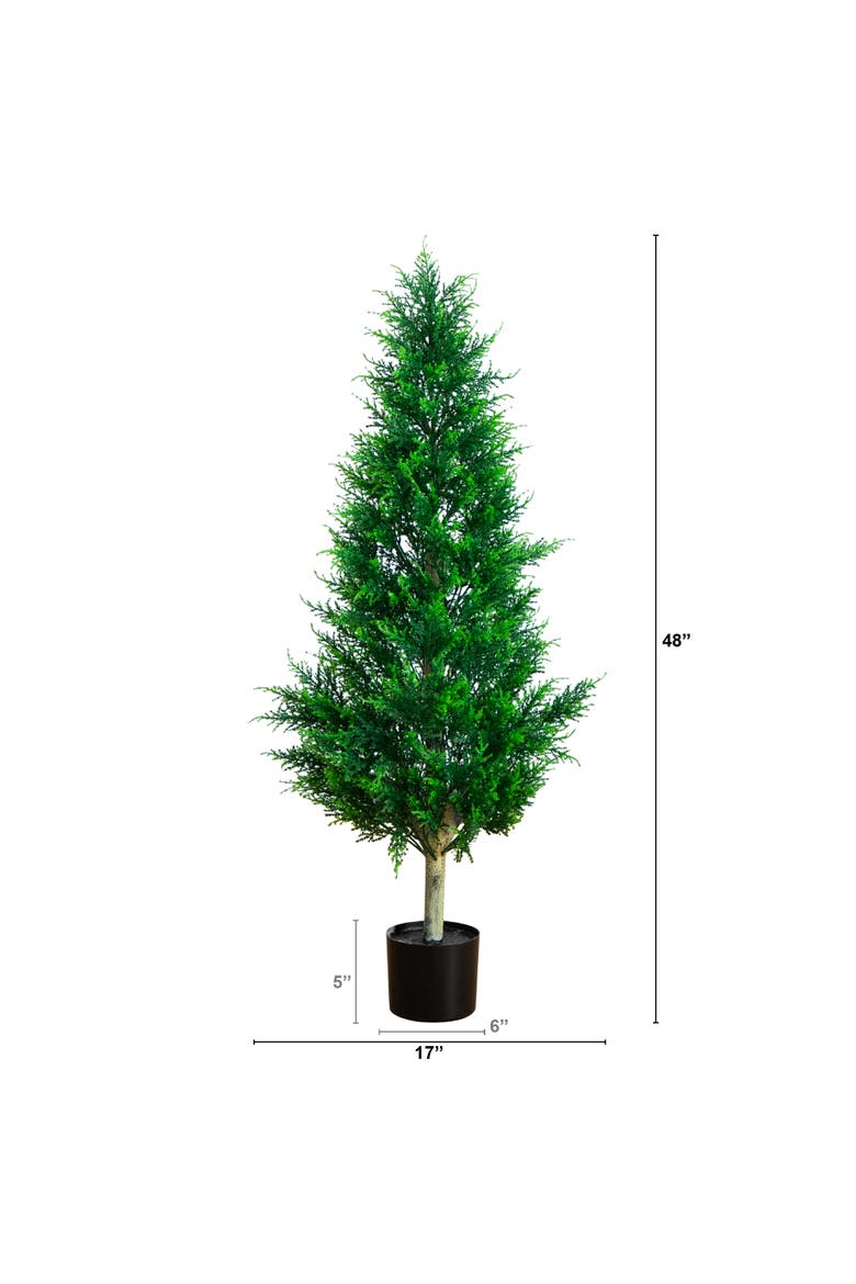 4-ft UV Resistant Artificial Cypress Tower Tree, Alternate, color, Green