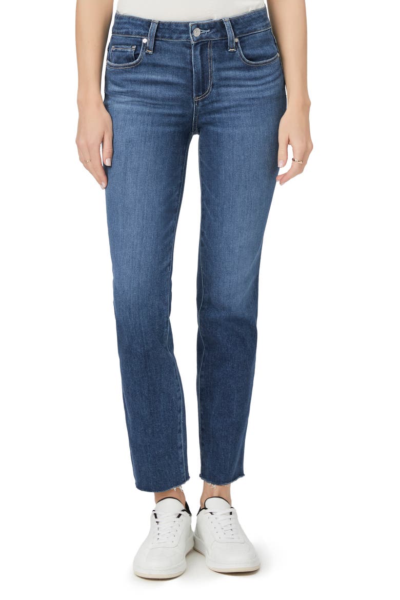 Amber Raw Hem Mid Rise Straight Leg Jeans, Main, color, VILLA
