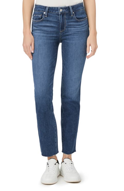 Amber Raw Hem Mid Rise Straight Leg Jeans (Villa)